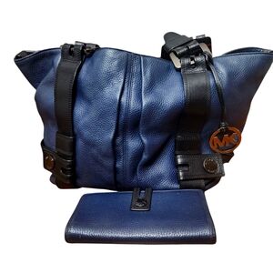 Set Michael Kors Ciara Large  Handbag - Blue And Black  Wallet